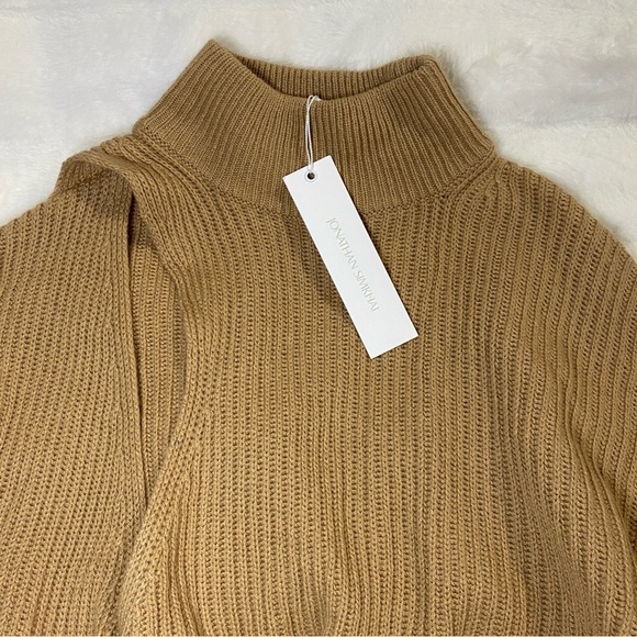 NWT JONATHAN SIMKHAI Amaris Wrap Sweater in Camel - Size Small - Picture 6 of 13